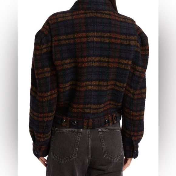 ISABEL MARANT ÉTOILE Leiko Plaid Wool-Blend Crop Jacket Multicolor Black 38 New - Picture 3 of 11